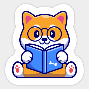 Corgi Reads Book Sticker